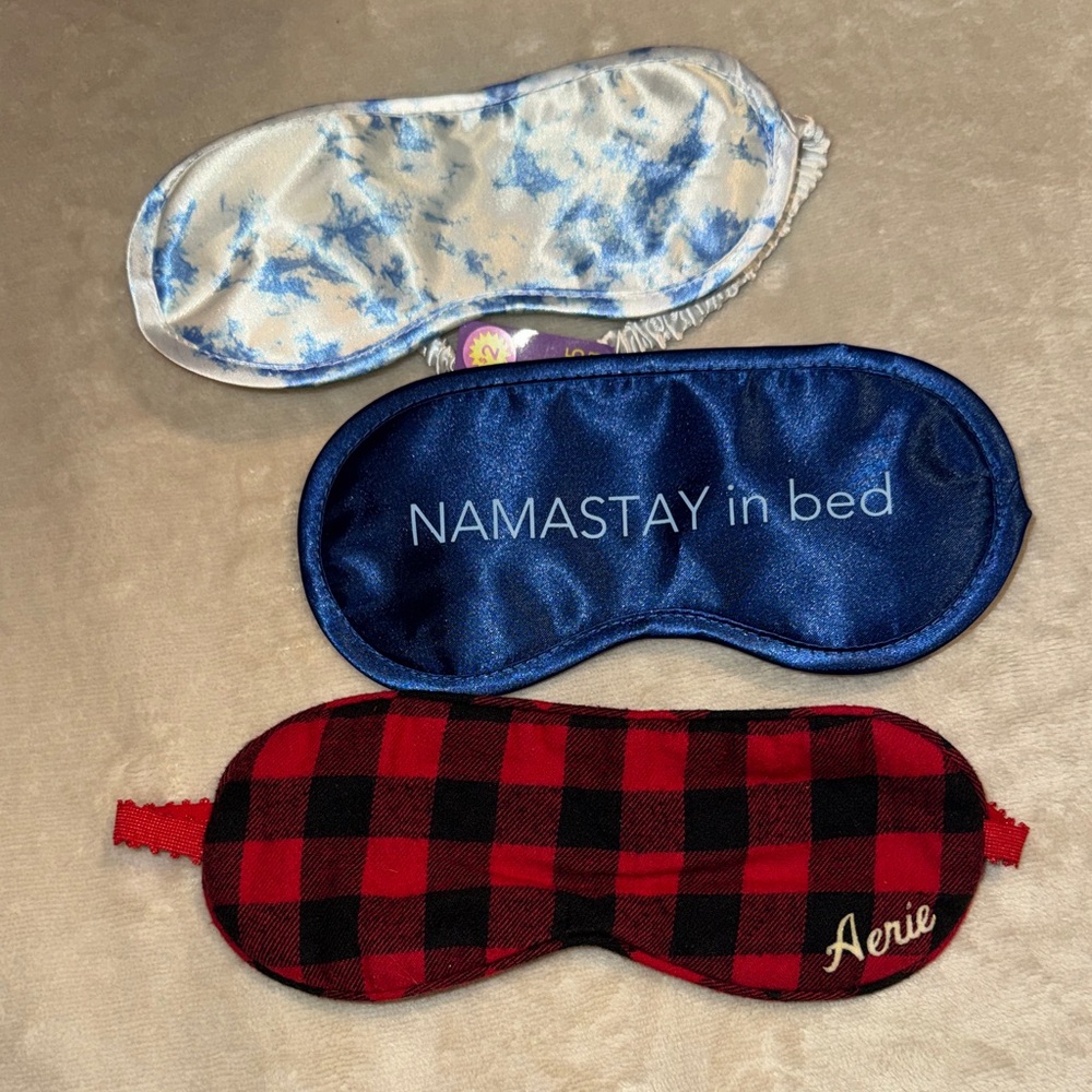 Aerie Sleep Mask Trio - Blue, Red Plaid, Tie-Dye
